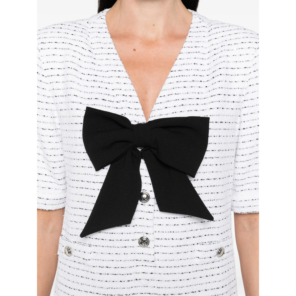 Timeless White Tweed V-neck Blouse