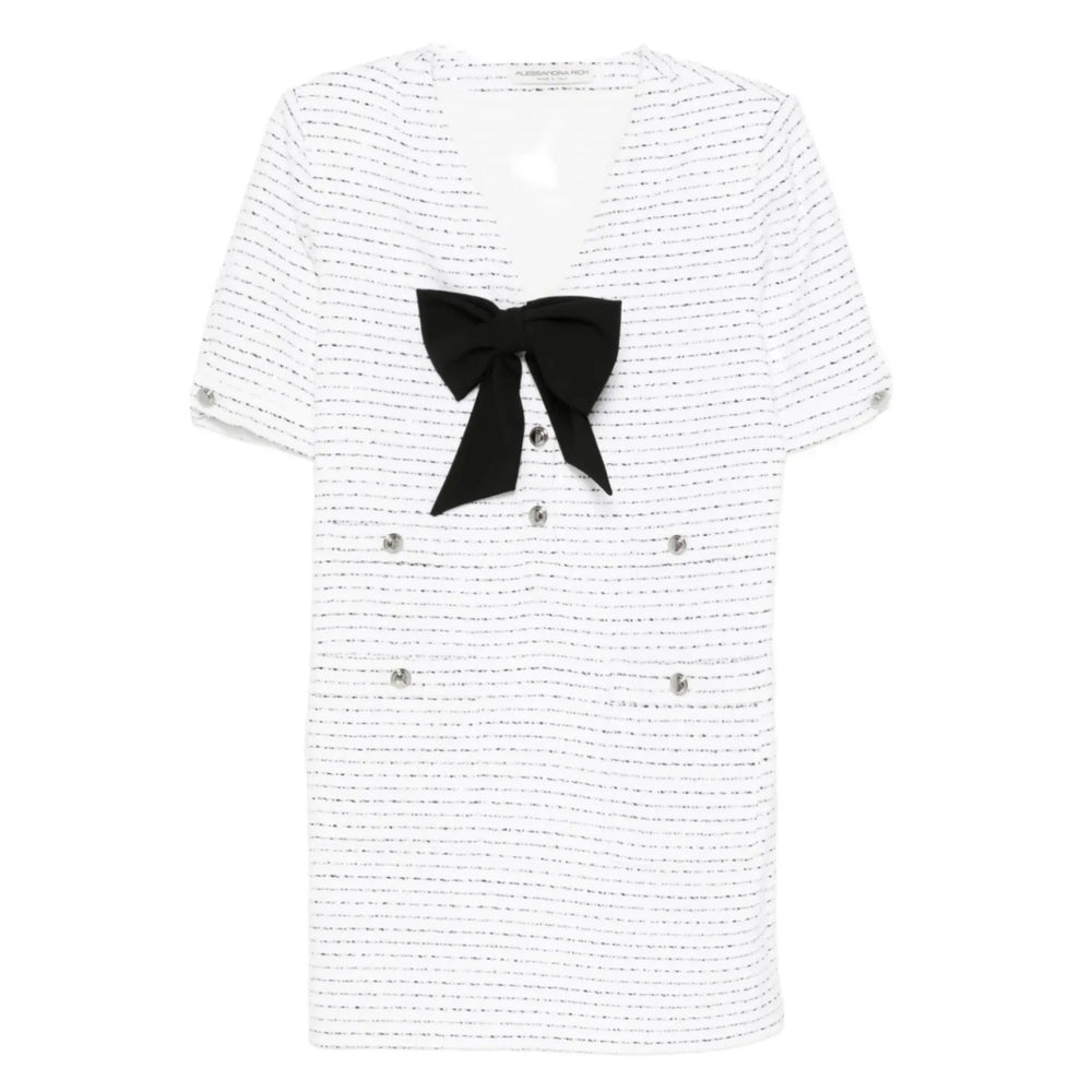 Timeless White Tweed V-neck Blouse