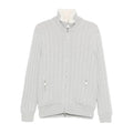 Grey Ribbed Zip Sweater
