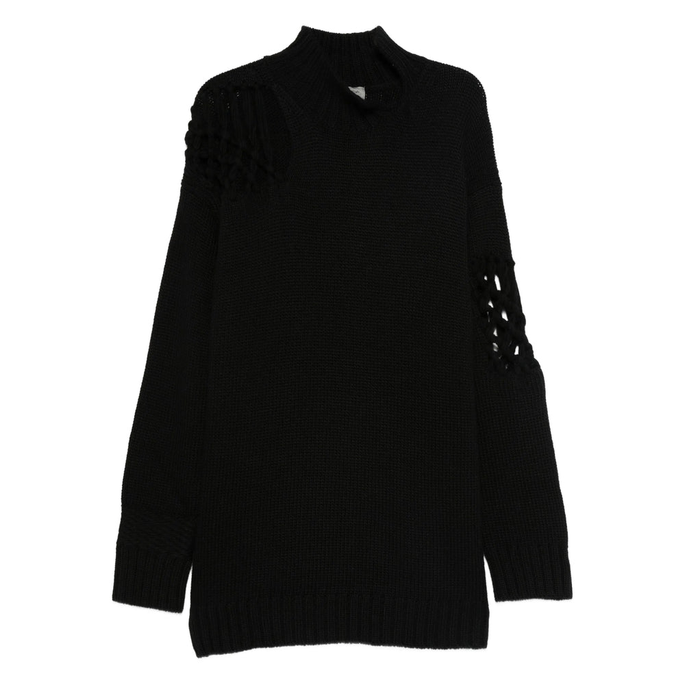 High Neck Wool Lattice Top