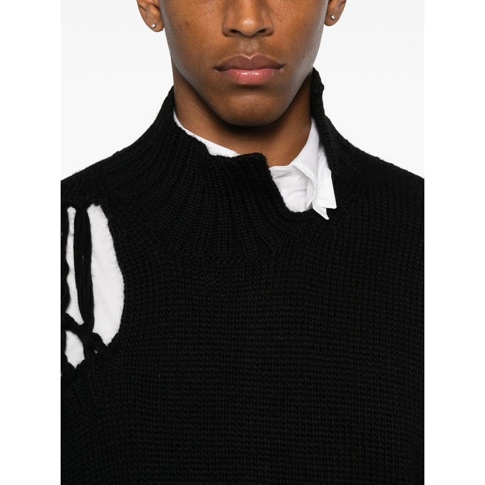 High Neck Wool Lattice Top
