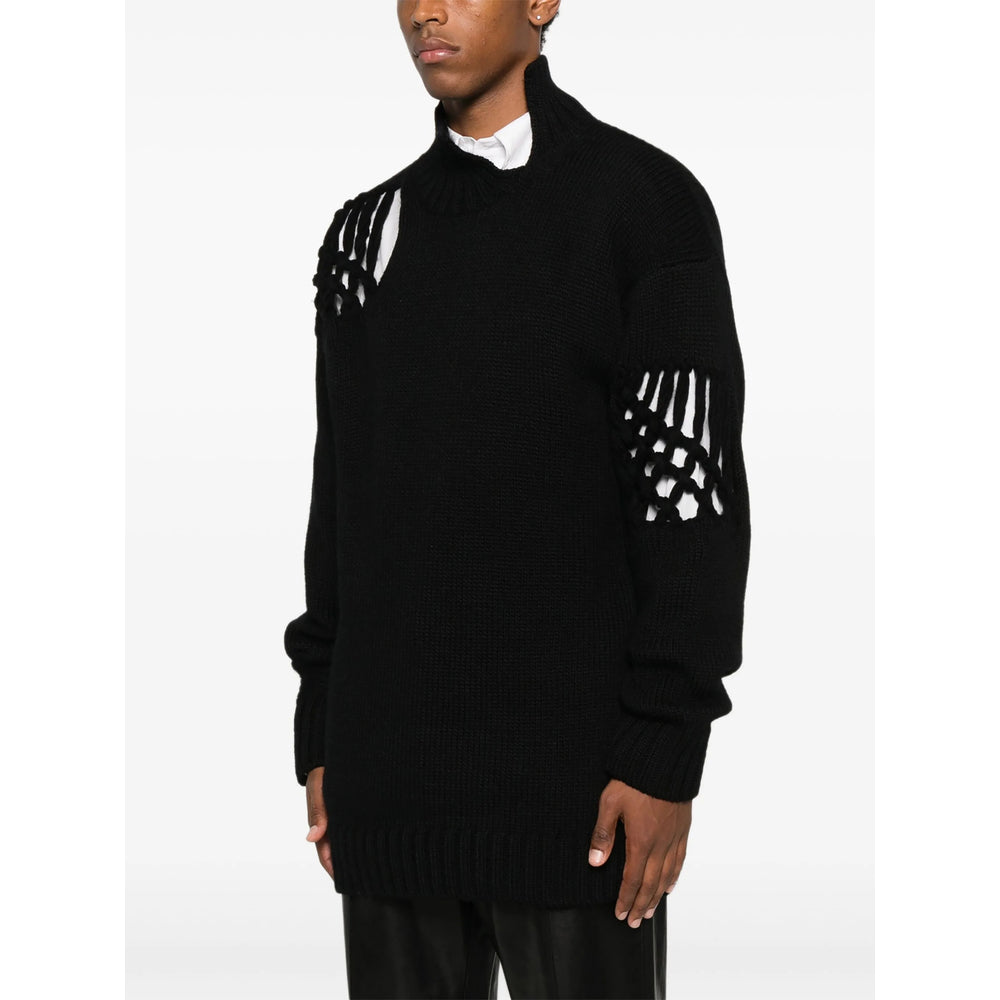 High Neck Wool Lattice Top