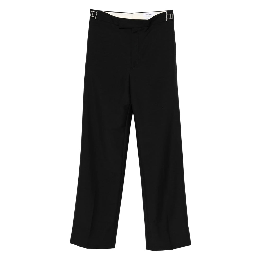 Black Straight-leg Buckle Trousers