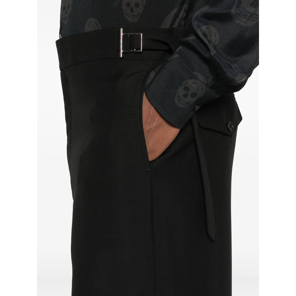 Black Straight-leg Buckle Trousers