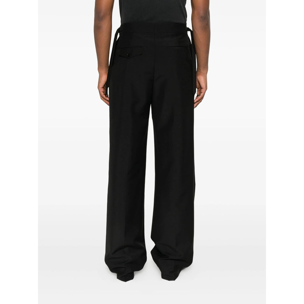 Black Straight-leg Buckle Trousers