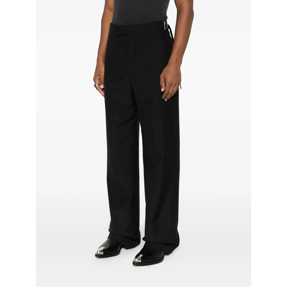 Black Straight-leg Buckle Trousers