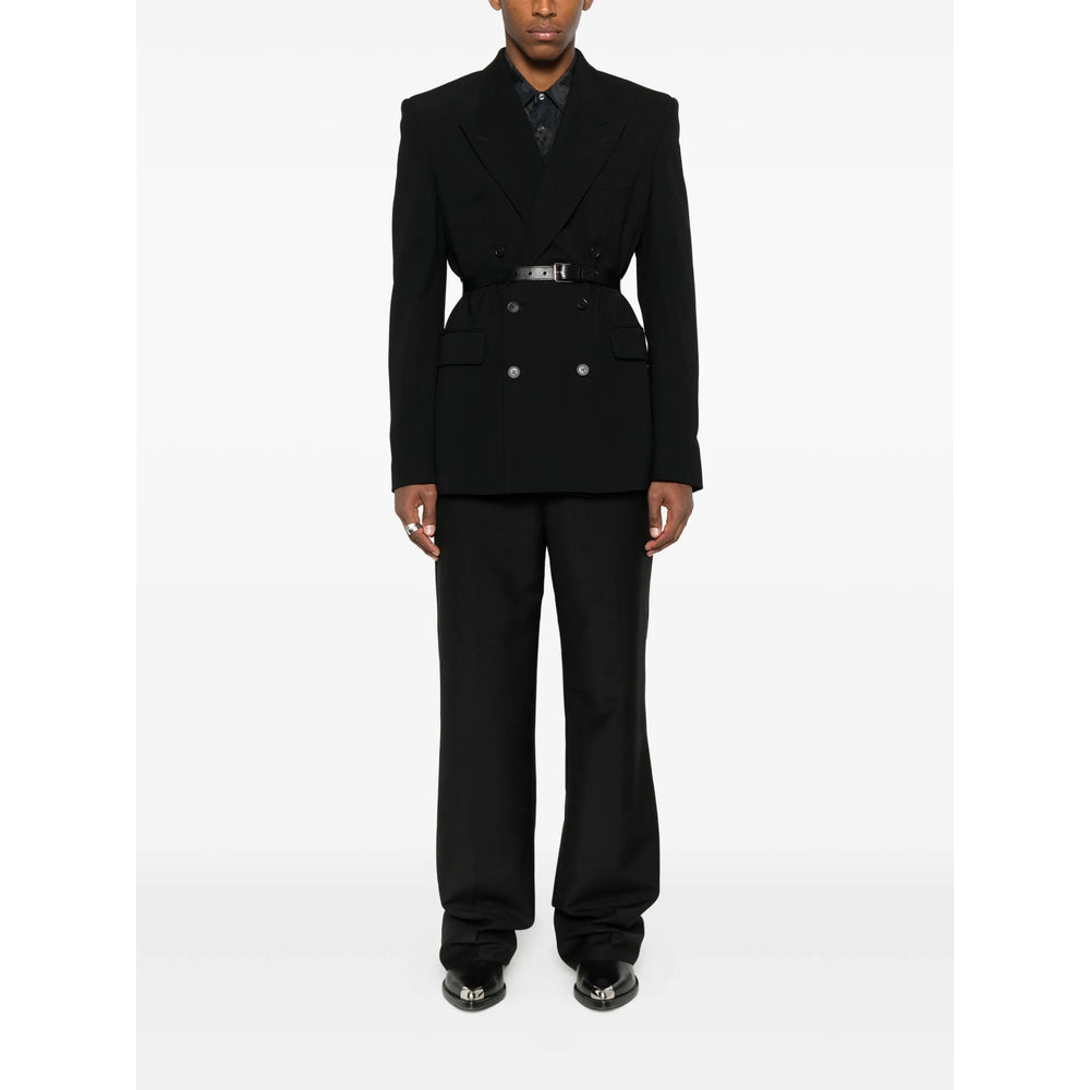 Black Straight-leg Buckle Trousers
