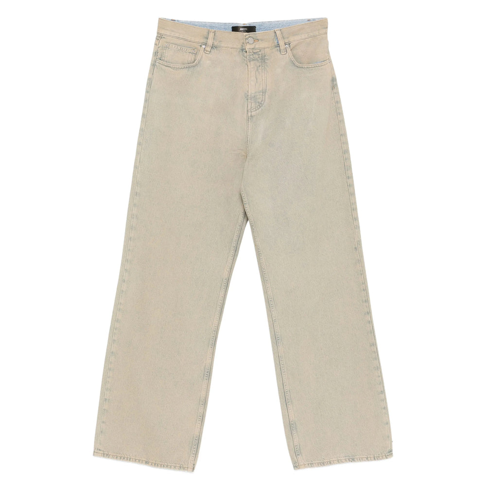 Beige Faded Five-pocket Jeans
