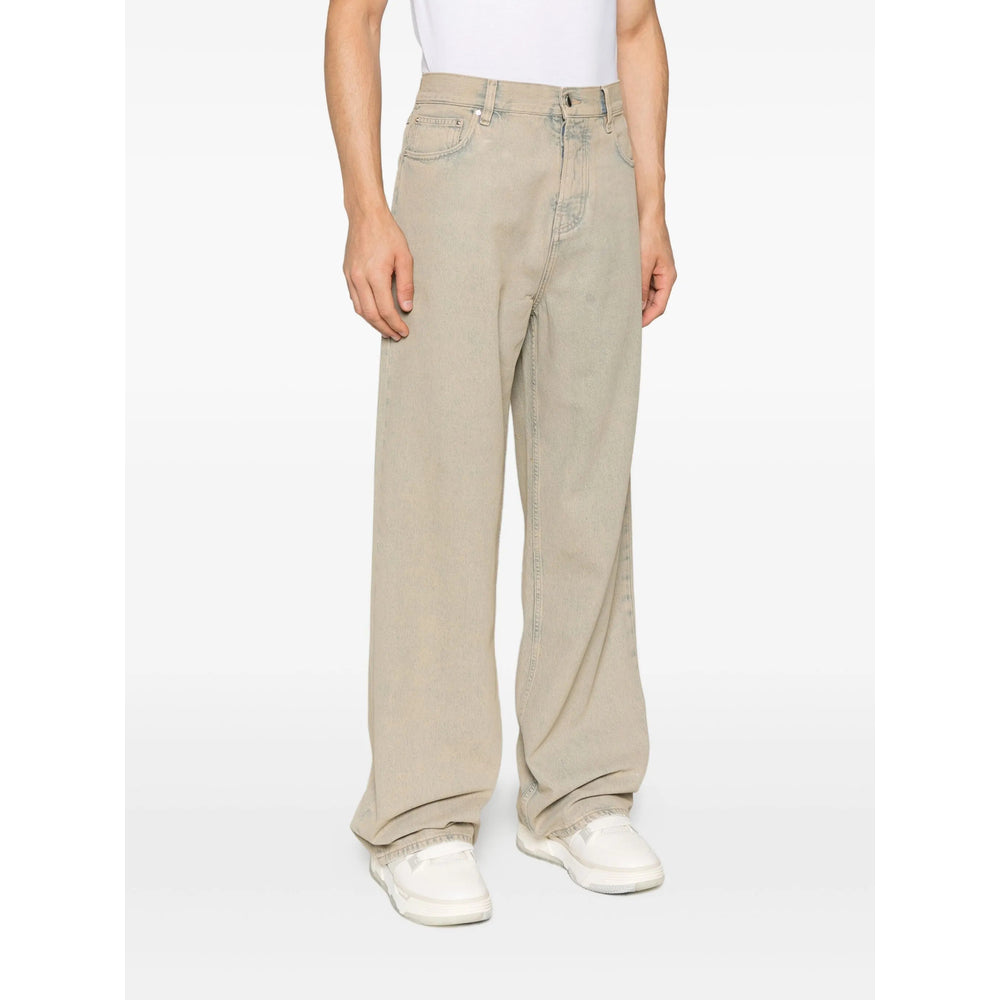 Beige Faded Five-pocket Jeans