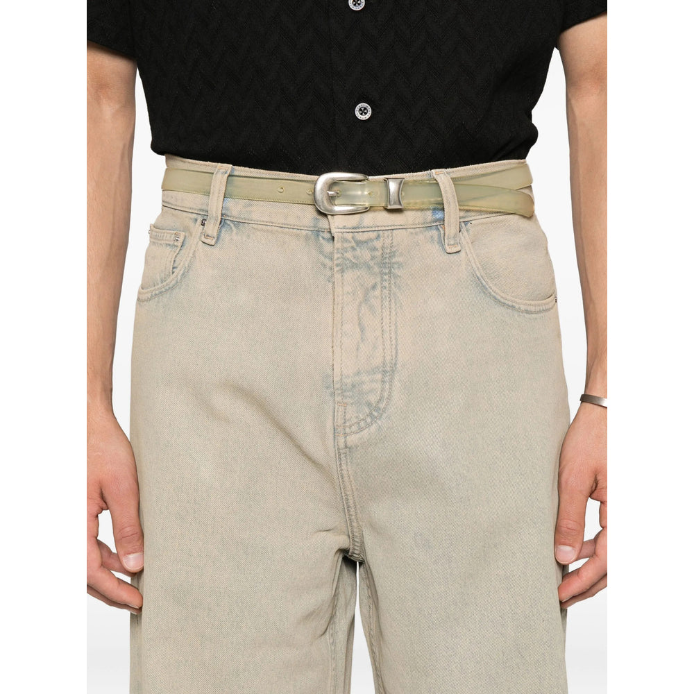 Beige Faded Five-pocket Jeans