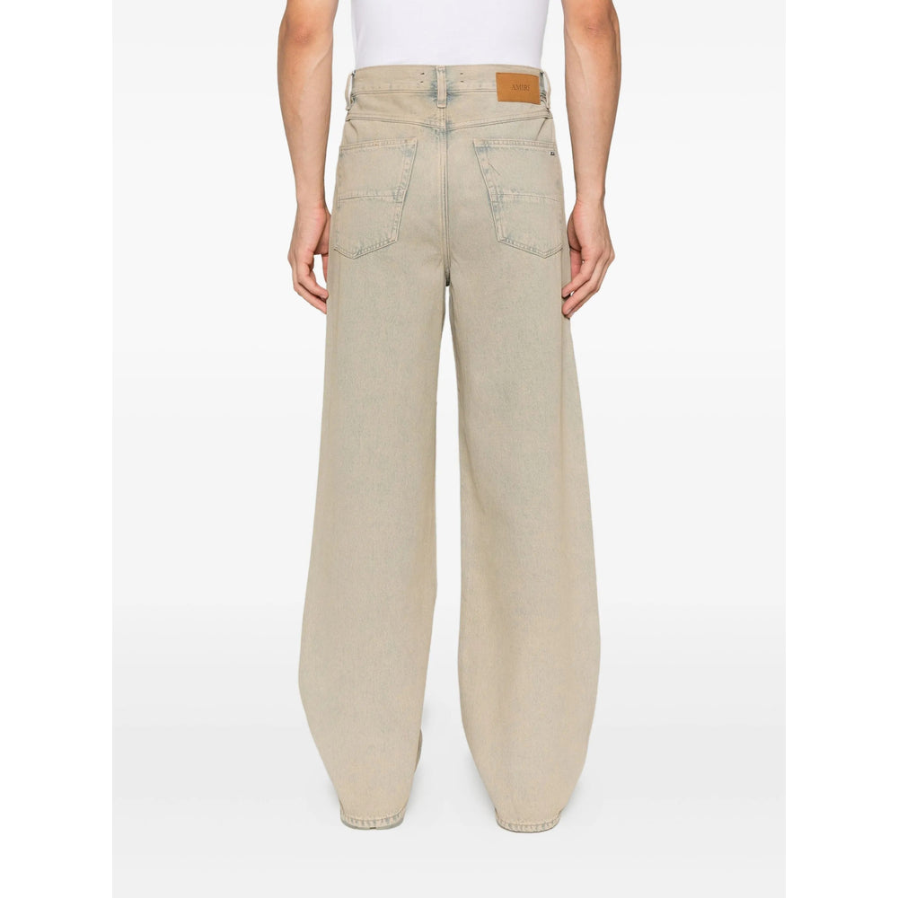 Beige Faded Five-pocket Jeans