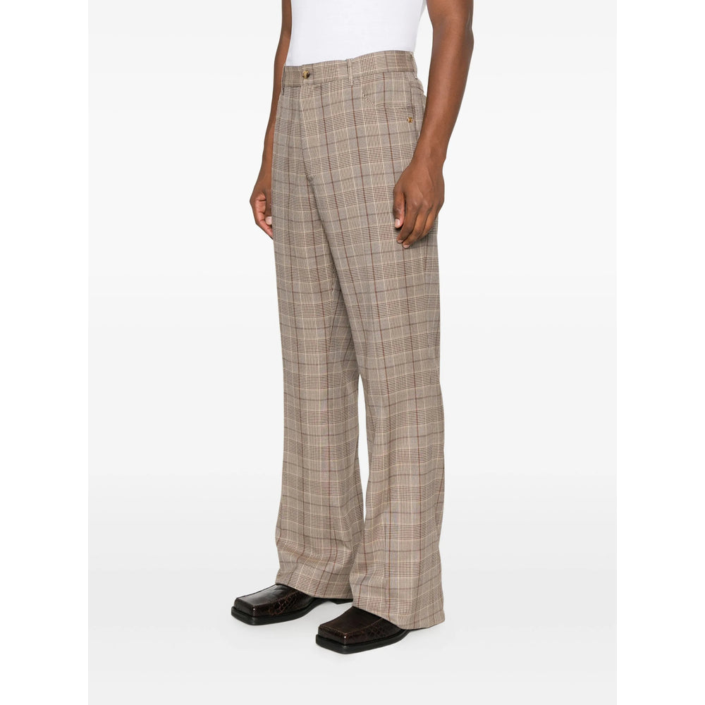 Taupe Check Work Pants