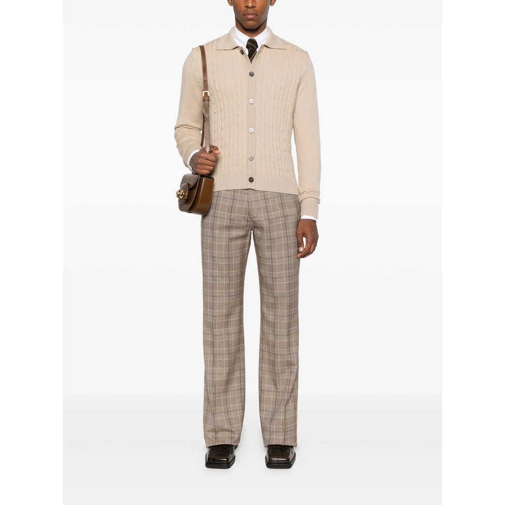 Taupe Check Work Pants