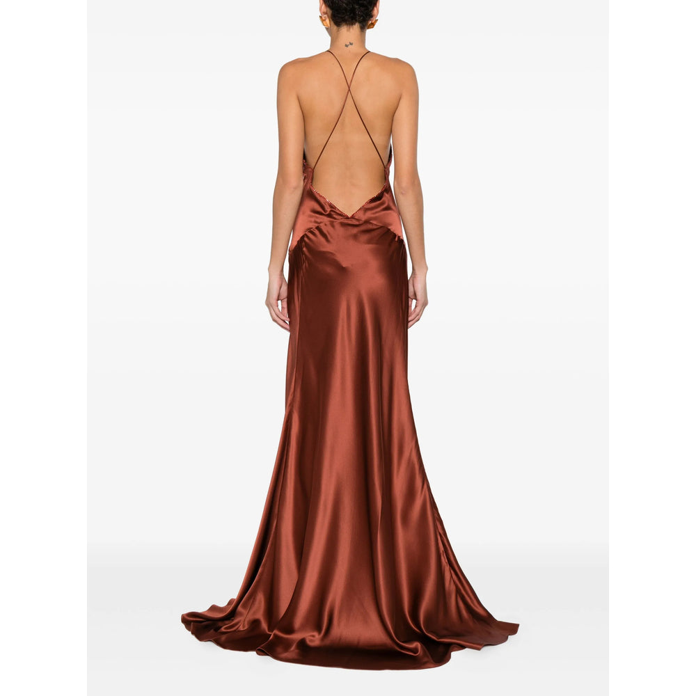 Soft Brown Halter Top With Spaghetti Straps