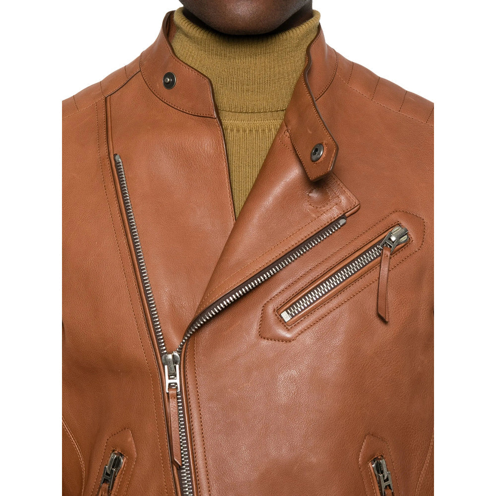 Light Brown Asymmetric Leather Duffle