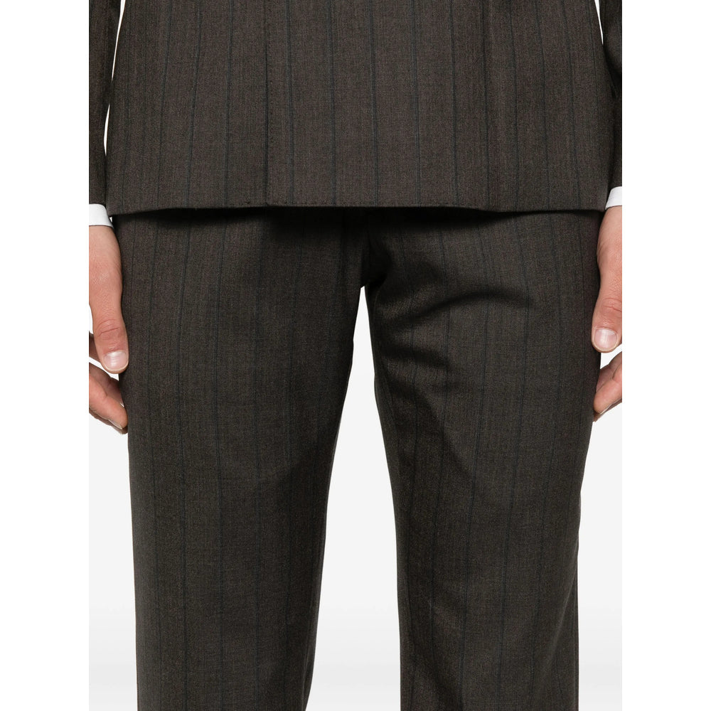 Brown Pinstripe Peak Lapel Jacket