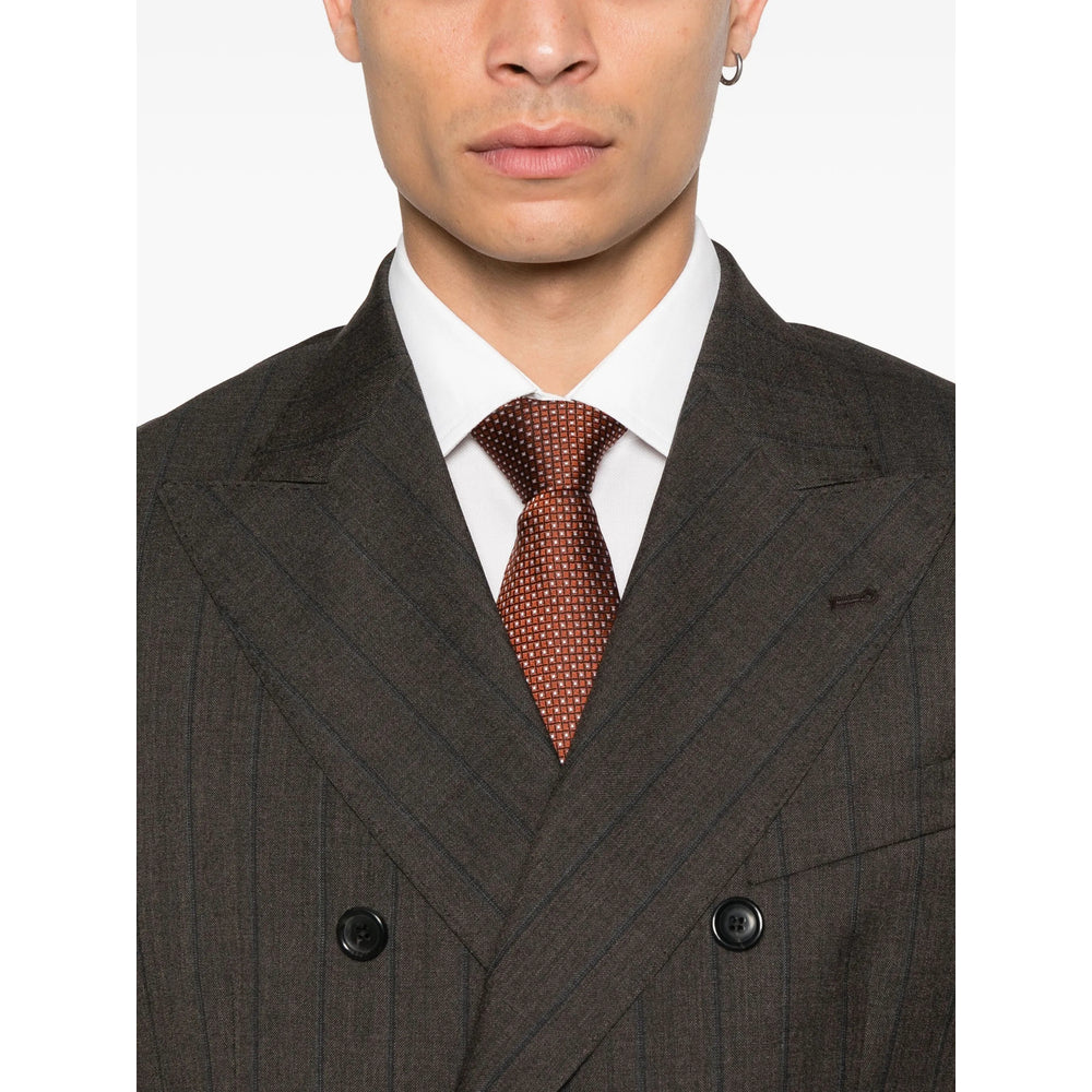 Brown Pinstripe Peak Lapel Jacket
