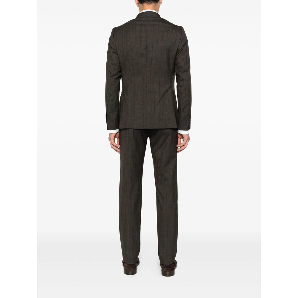 Brown Pinstripe Peak Lapel Jacket