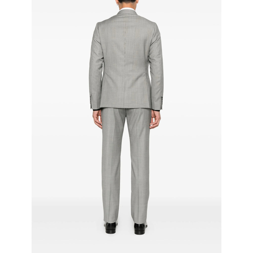 Grey Checked Peak Lapel Coat