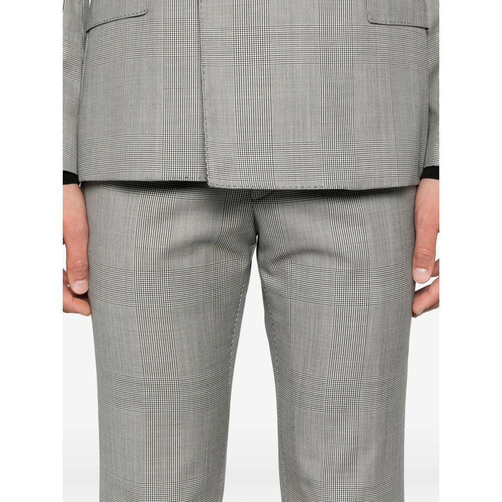 Grey Checked Peak Lapel Coat