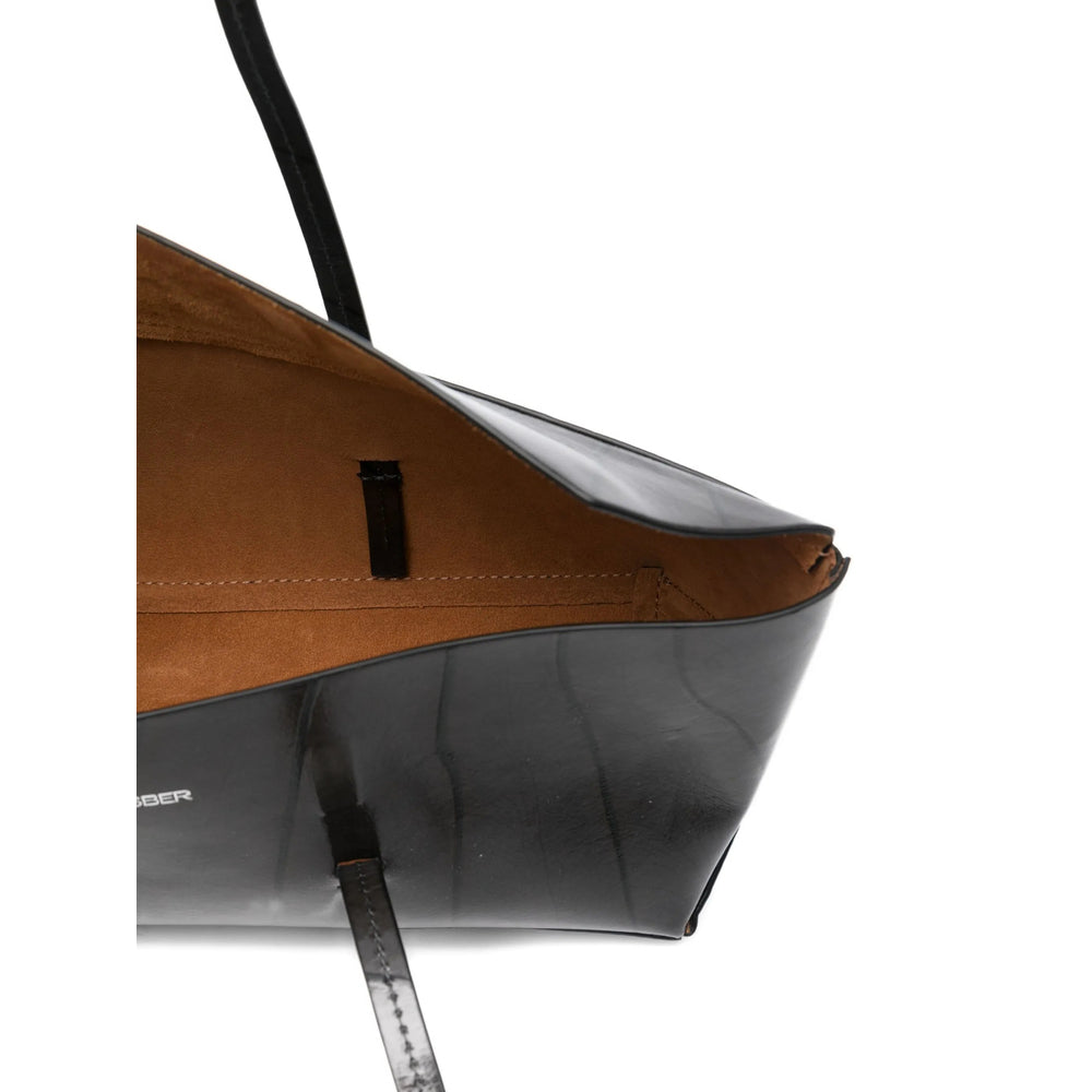 Leaf Pattern Patent Leather Tote