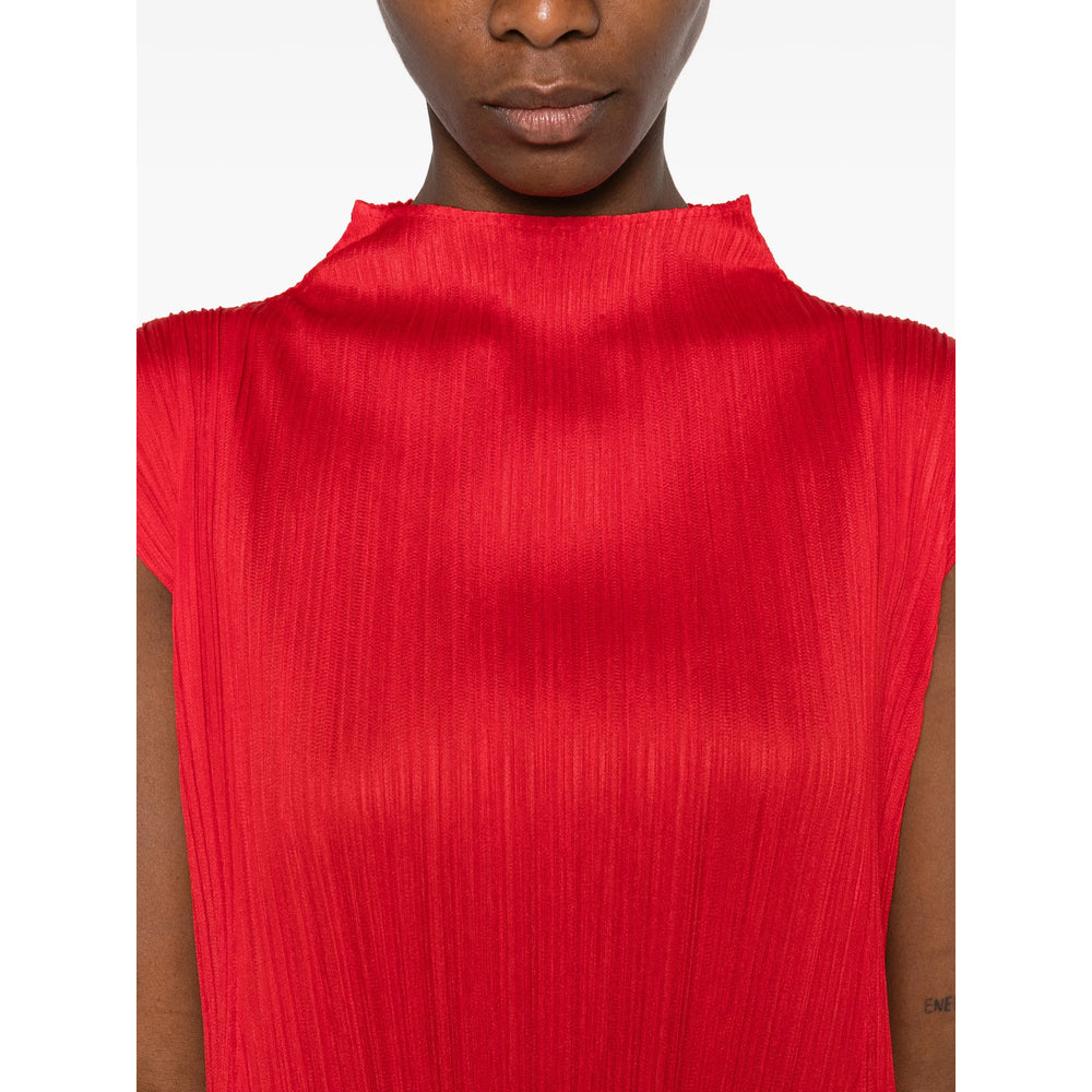Crimson Pleat Top