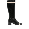 Black Calf Leather Block Heel Shoe