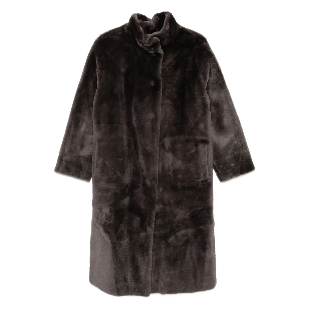 Grey Shearling Long Sleeve Shirt