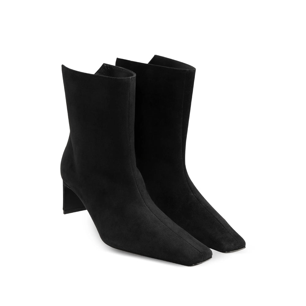 Black Calf Suede Ankle Boot