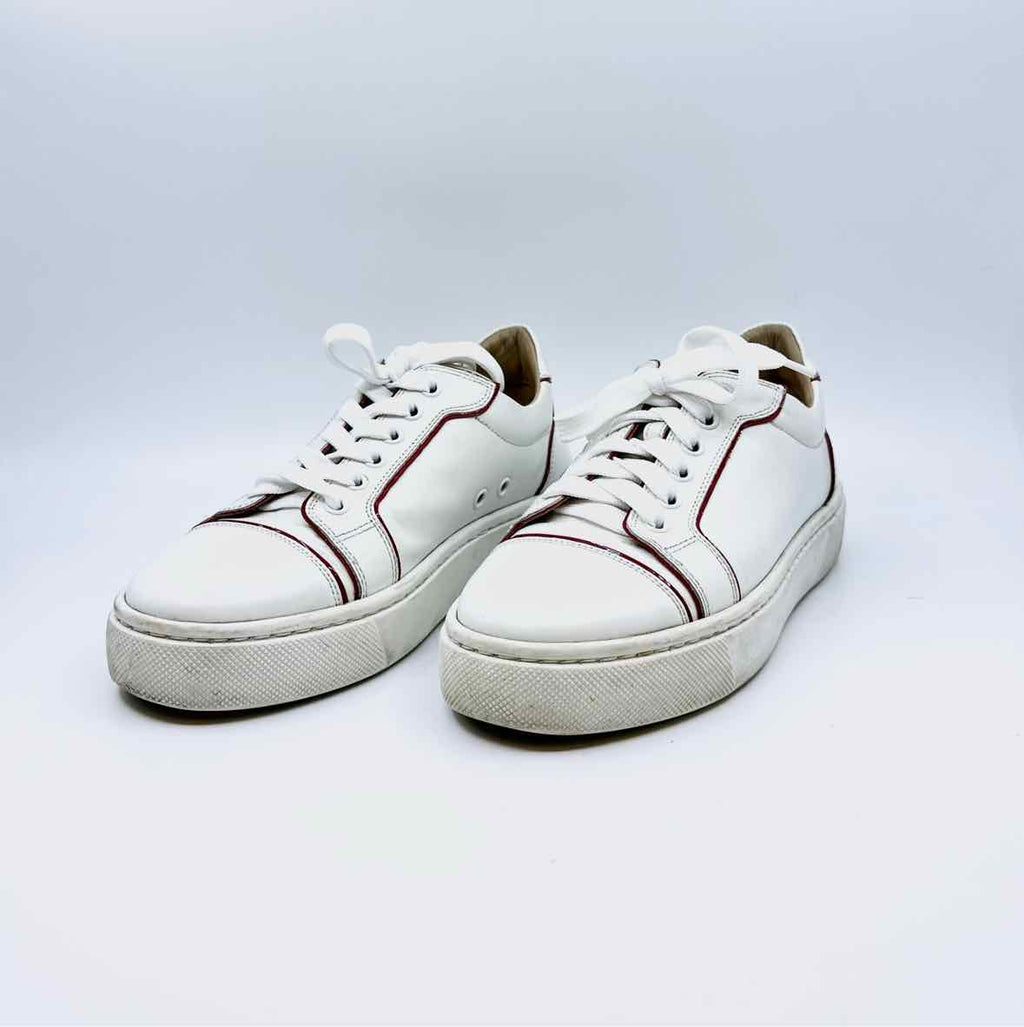 CHRISTIAN LOUBOUTIN White Leather Sneakers, Size 7
