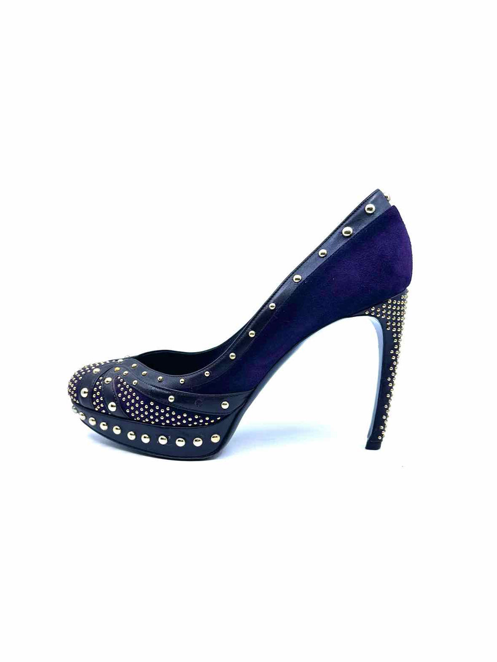 ALEXANDER MCQUEEN Size 9 Purple Suede, Leather Studs Pumps