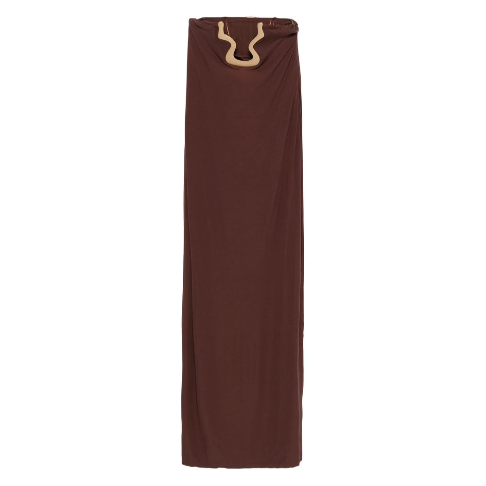 Strapless Brown Cut-out Maxi