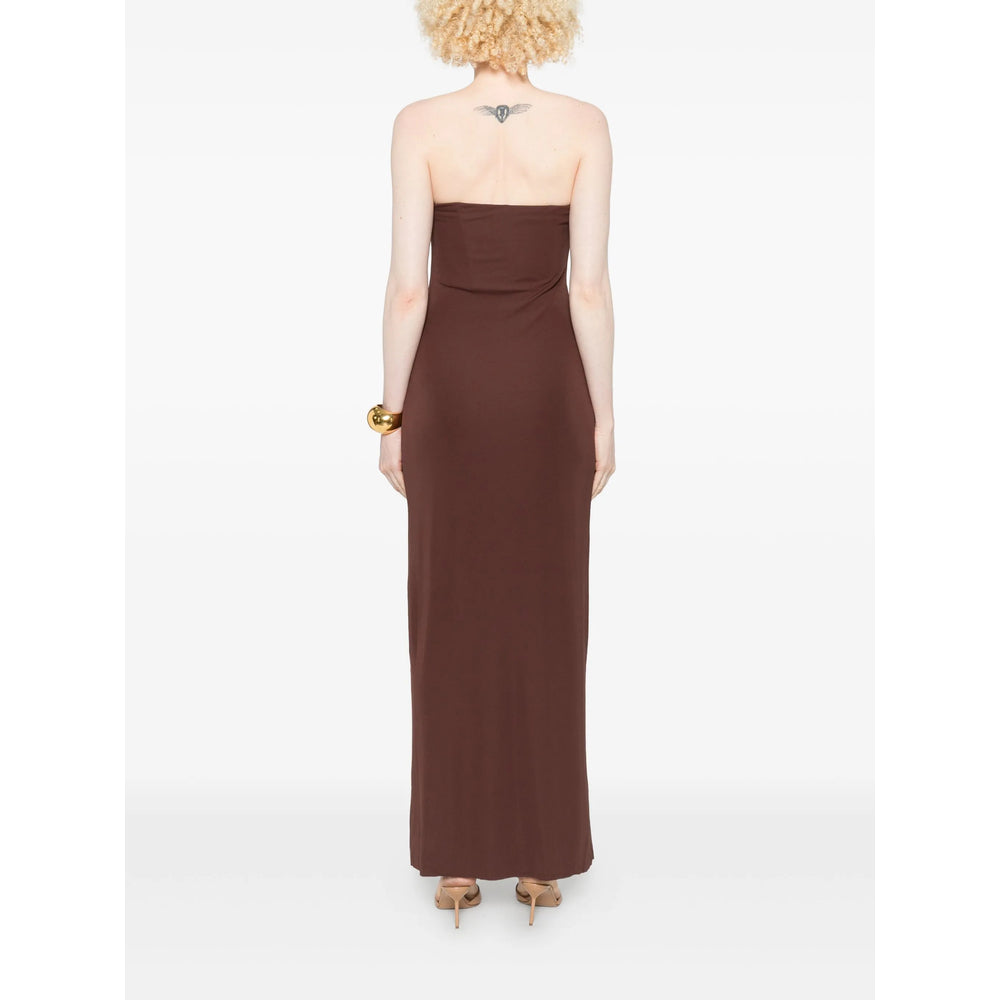 Strapless Brown Cut-out Maxi