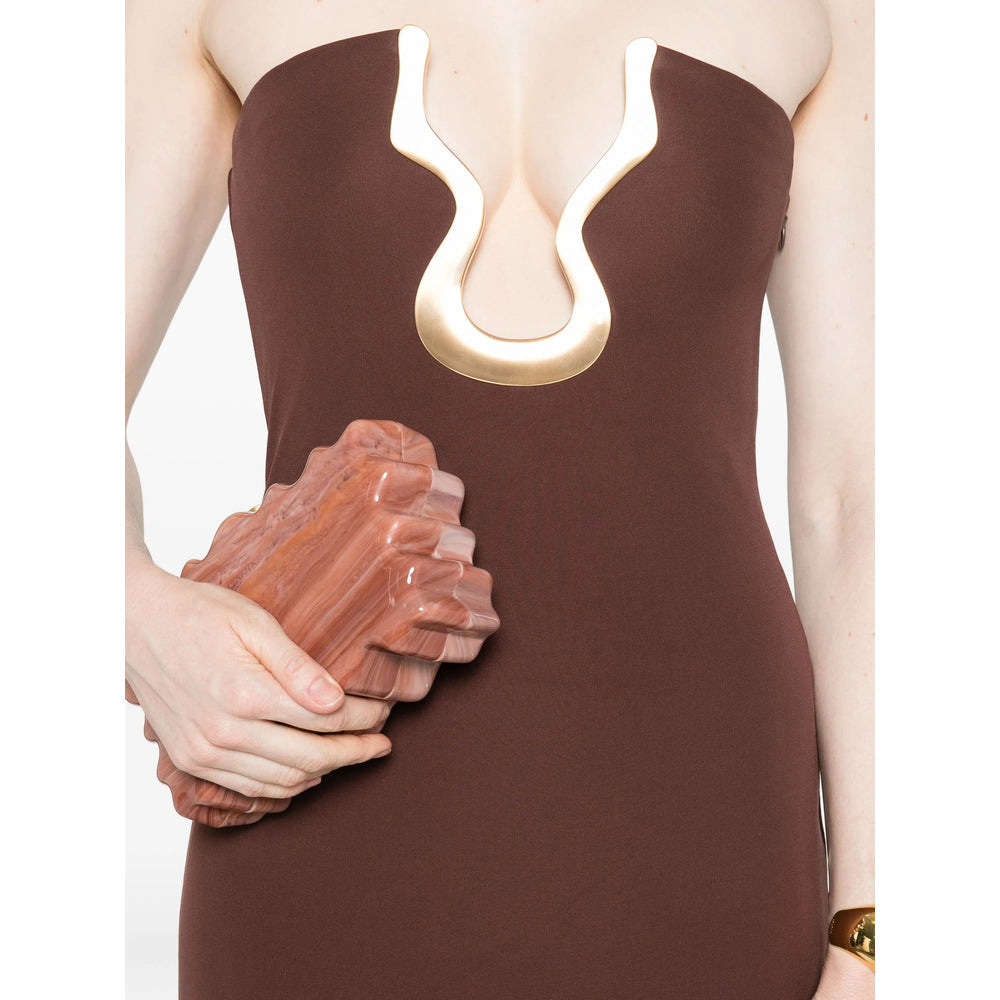 Strapless Brown Cut-out Maxi
