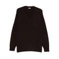 Dark Brown Cashmere V-neck Sweater
