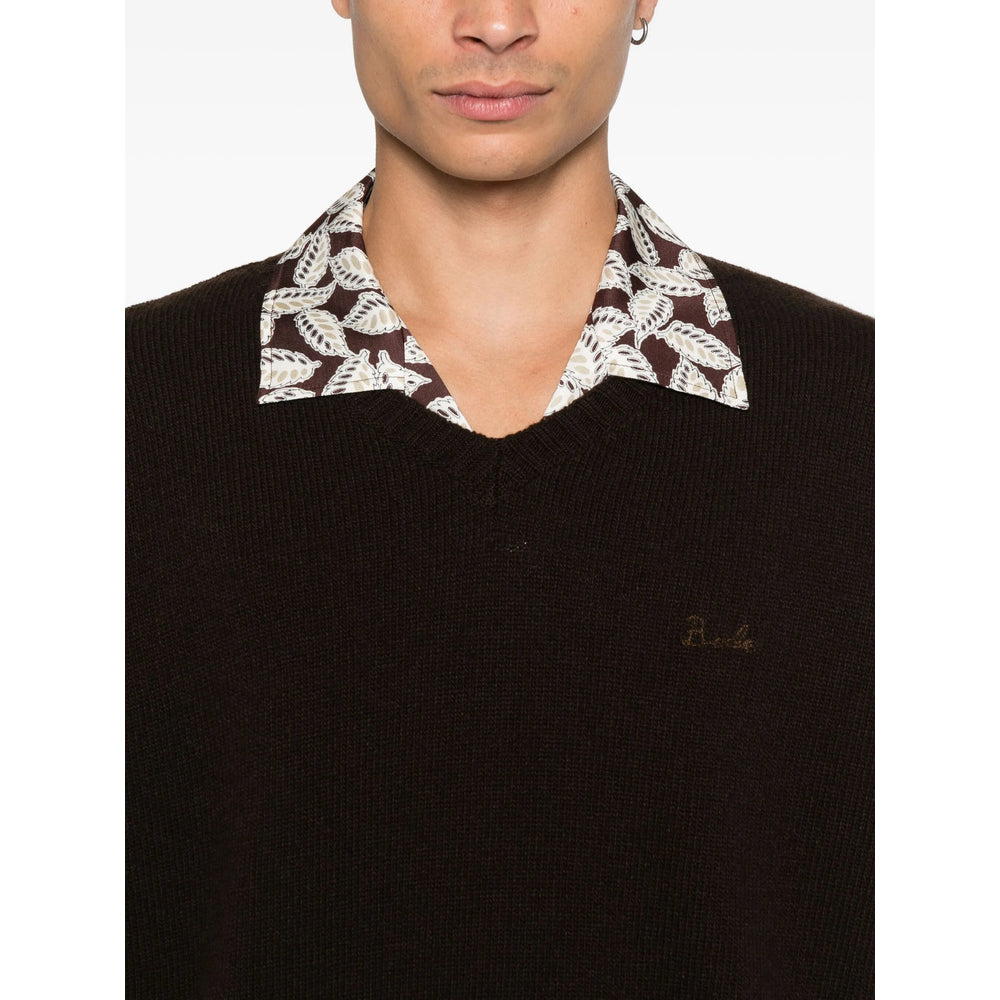Dark Brown Cashmere V-neck Sweater