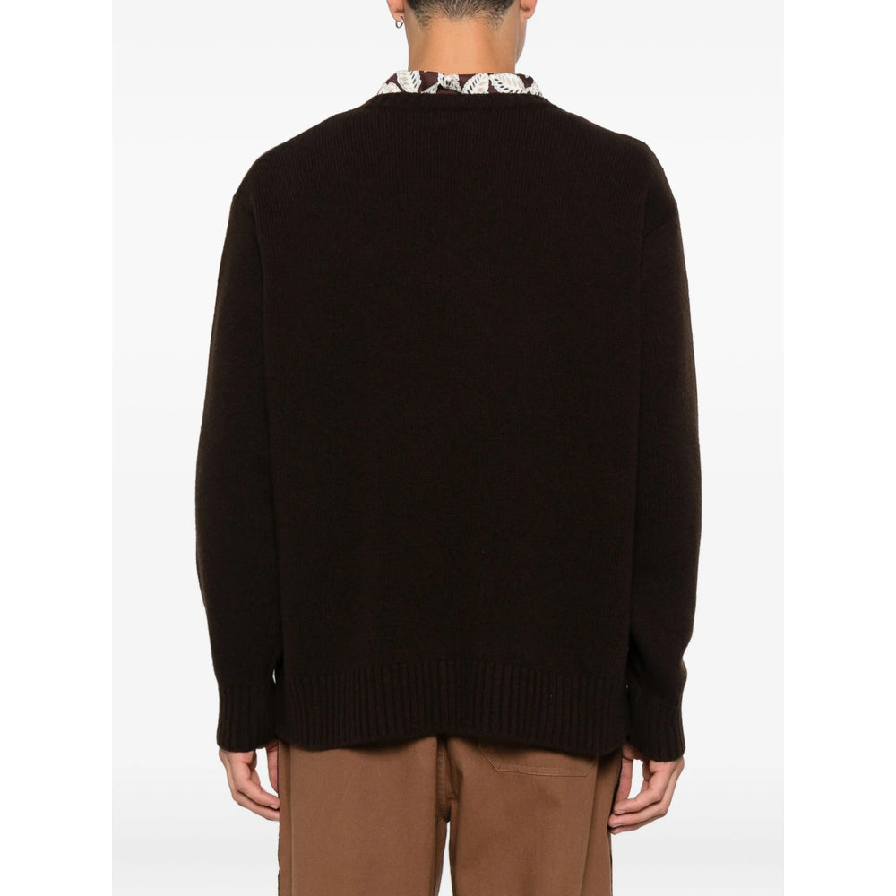 Dark Brown Cashmere V-neck Sweater