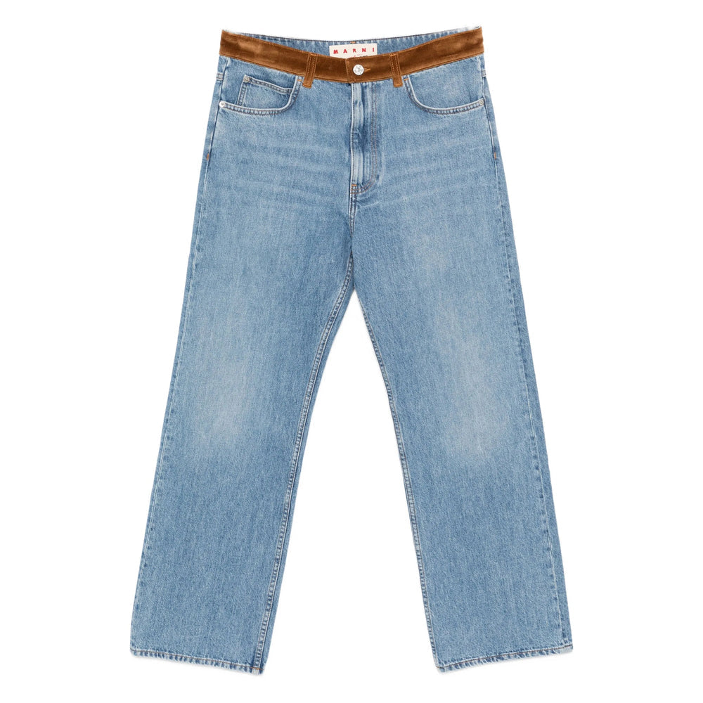 Light Blue Velvet Straight Jeans