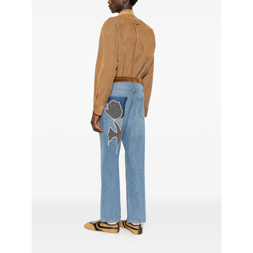Light Blue Velvet Straight Jeans