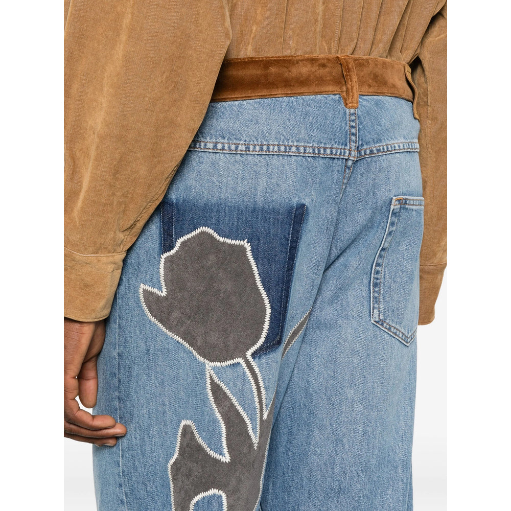 Light Blue Velvet Straight Jeans