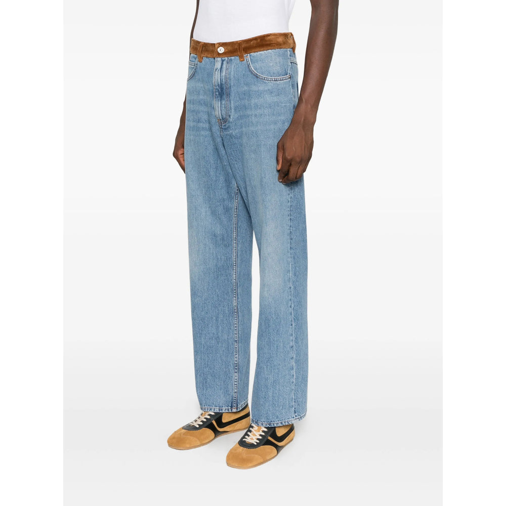 Light Blue Velvet Straight Jeans