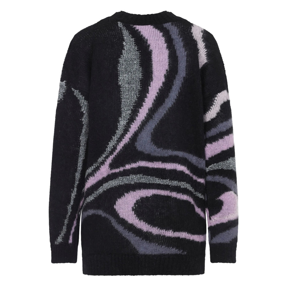 Abstract Silk V-neck Sweater