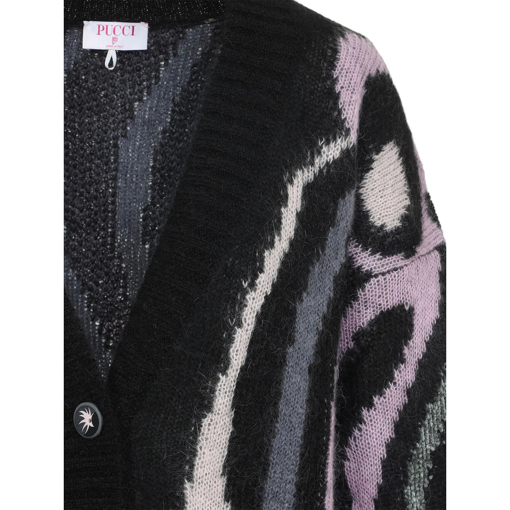 Abstract Silk V-neck Sweater
