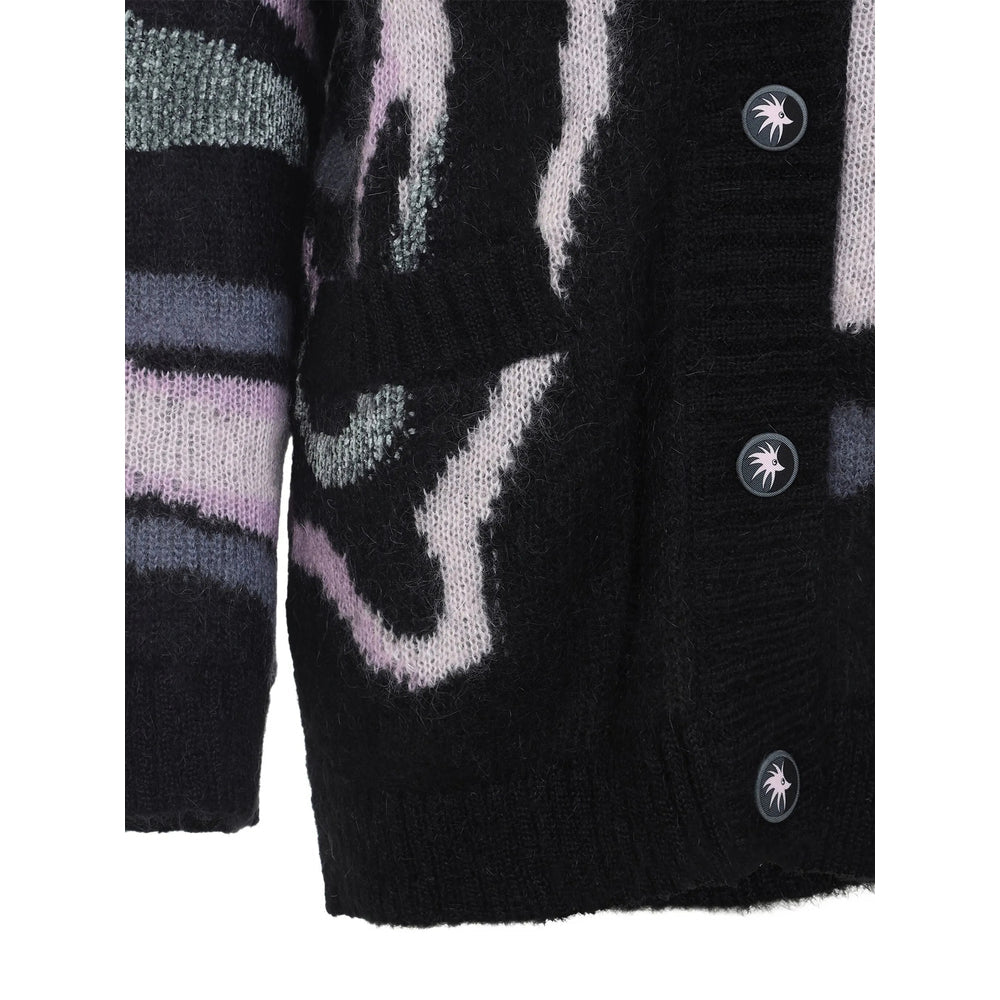 Abstract Silk V-neck Sweater