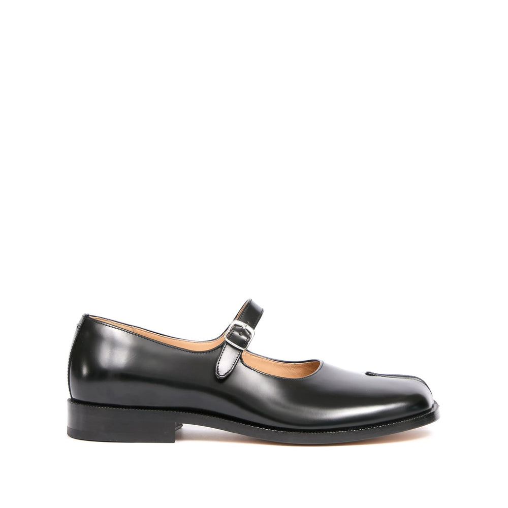 Black Calf Leather Tabi Slip