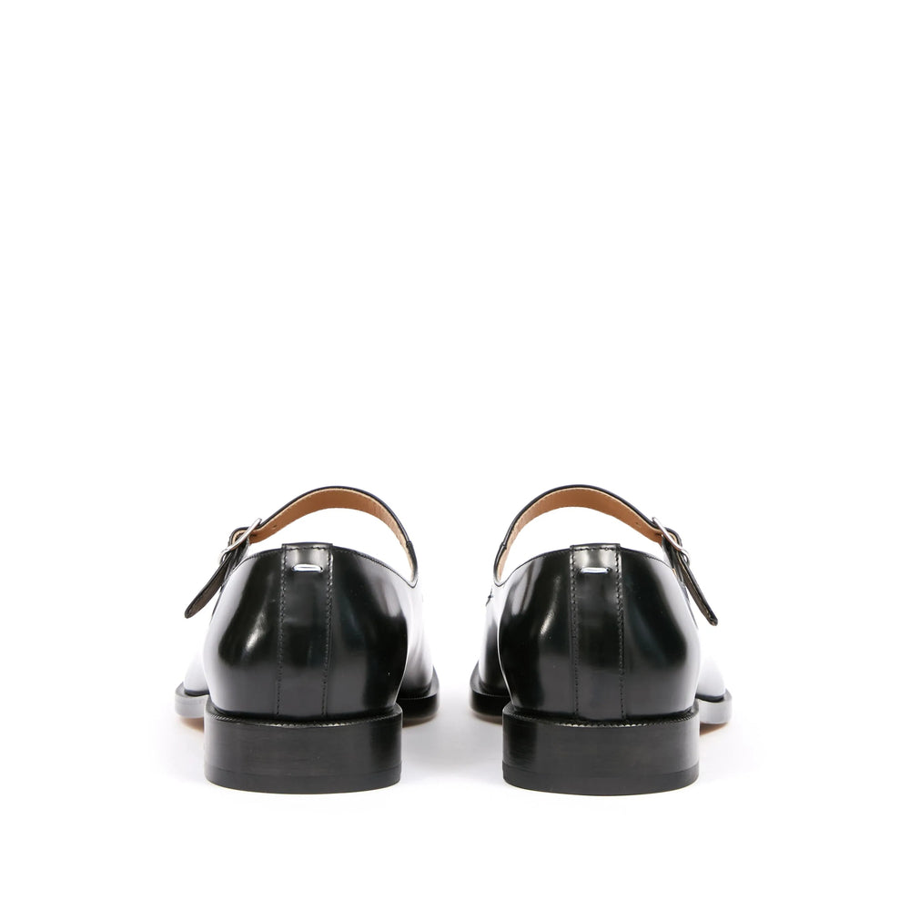 Black Calf Leather Tabi Slip