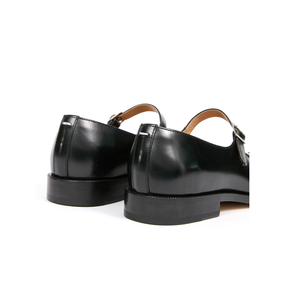 Black Calf Leather Tabi Slip