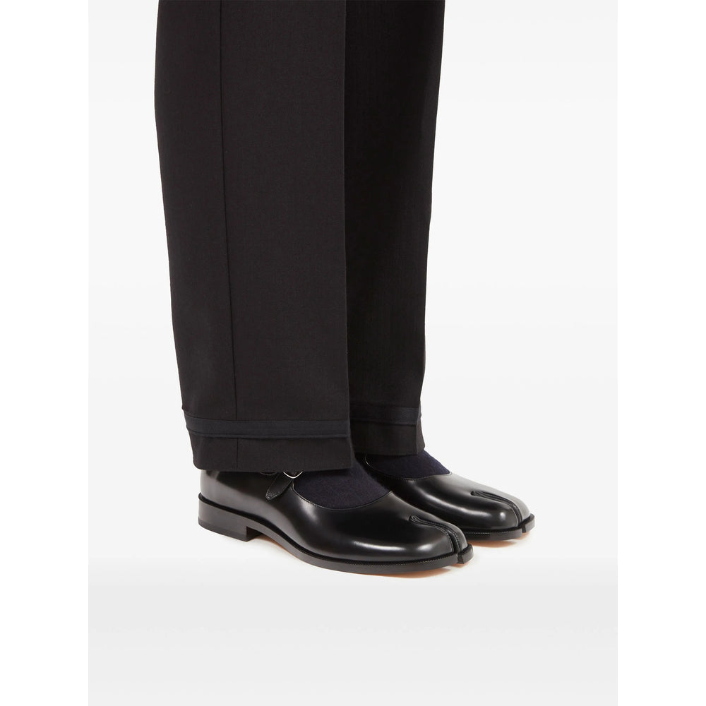 Black Calf Leather Tabi Slip