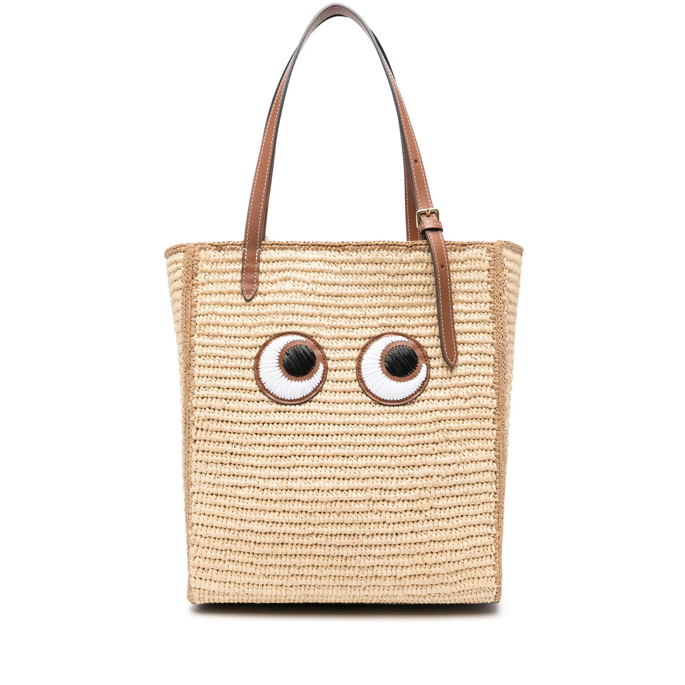 Taupe Beige Raffia Tote Bag