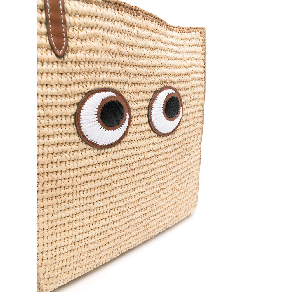 Taupe Beige Raffia Tote Bag